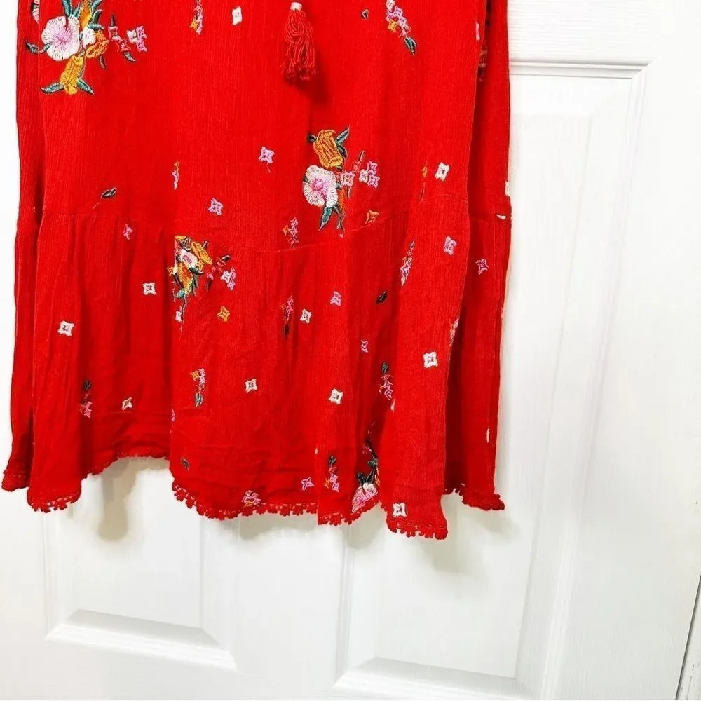 LOST + WANDER Off Shoulder‎ Red Floral Midi Flowy Dress Size XL - Picture 4 of 6